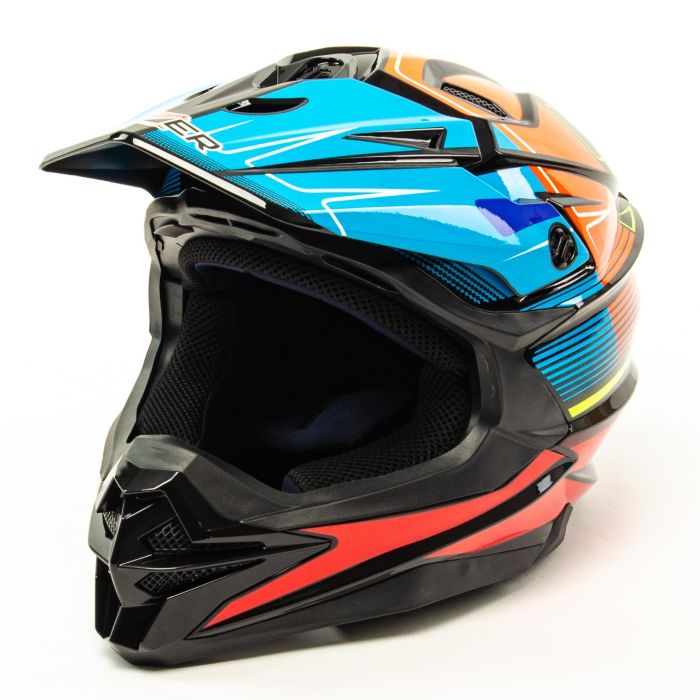 Шлем мото кроссовый HIZER J6803 №3 (XL) BLACK/BLUE