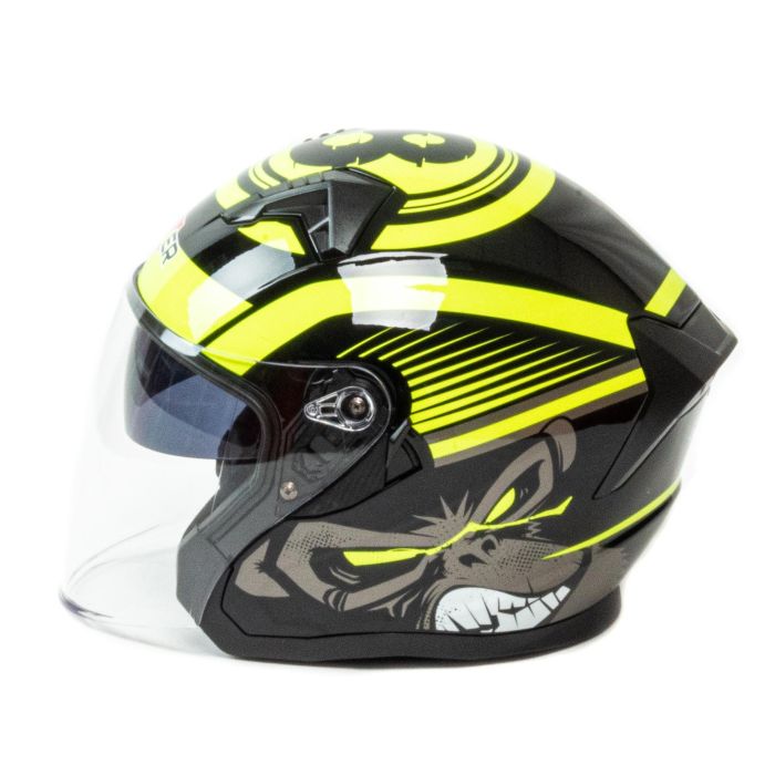 Шлем мото открытый HIZER J228 №1 (S) black/neon yellow