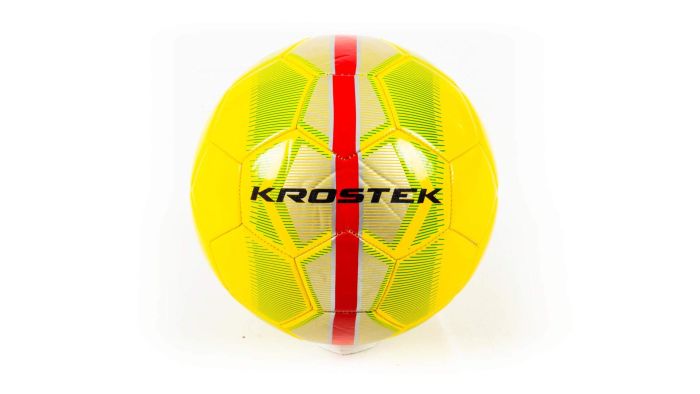 Мяч KROSTEK футбольный №1 (size 5) ПВХ желтый