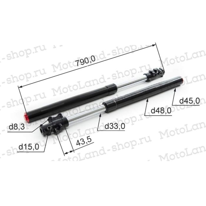 Амортизатор L=760 передний d45x48 (перья, компл.) XR125