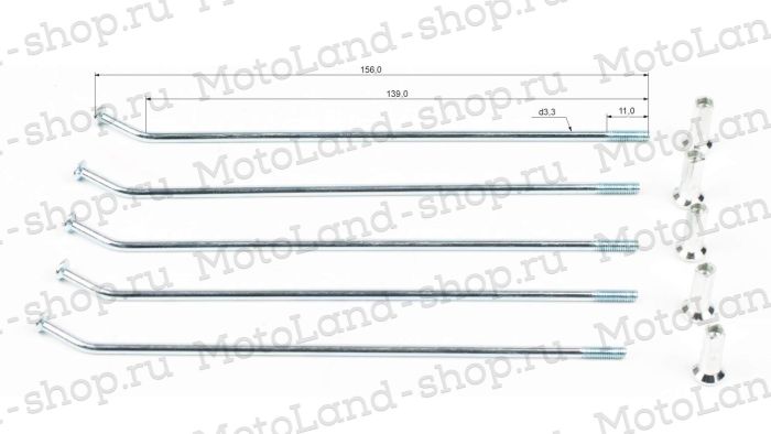 Спицы + ниппель Кросс 14" XR125/TTR125 (D=3.1 мм, L=156 мм, компл=32шт)
