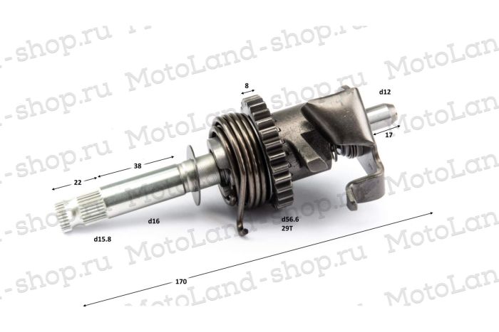 Вал кикстартера в сборе 174MN-3 (CBS300) ZS