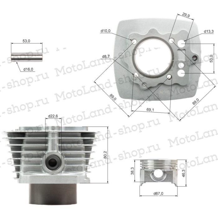 ЦПГ (поршневая) 167FMM (CG250) (67*65) (89,3/88,65/80,1/16) 250см3 ZS X-TECH
