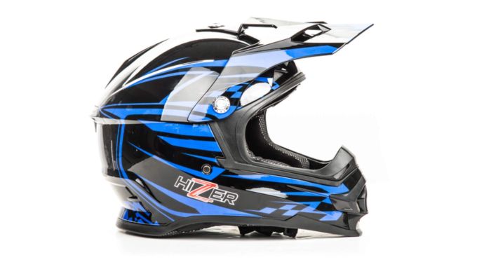 Шлем мото кроссовый HIZER B6196 №2 (M) black/blue