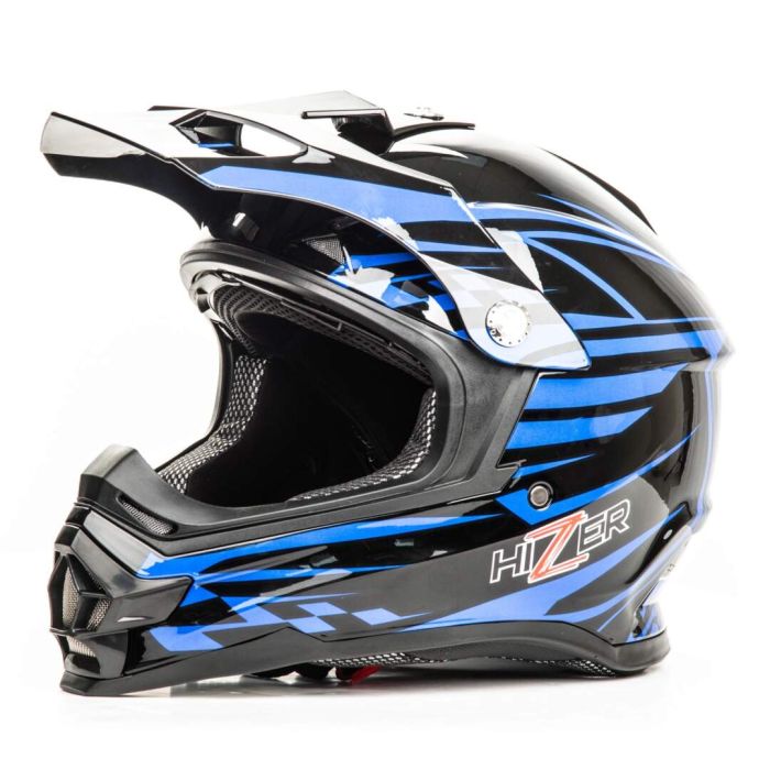 Шлем мото кроссовый HIZER B6196 №2 (XL) black/blue