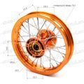Обод задний 12" (1,85-R12 d=15mm) CNC ступица, алюминий/оранжевый X-TECH (4х100х76/4х92х76 дск/звзд) Обод задний 12" (1,85-R12 d=15mm) CNC ступица, алюминий/оранжевый X-TECH (4х100х76/4х92х76 дск/звзд)