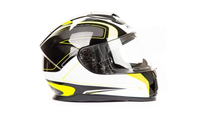 Шлем мото интеграл HIZER B566 №1 (M) black/white/yellow (2 визора)