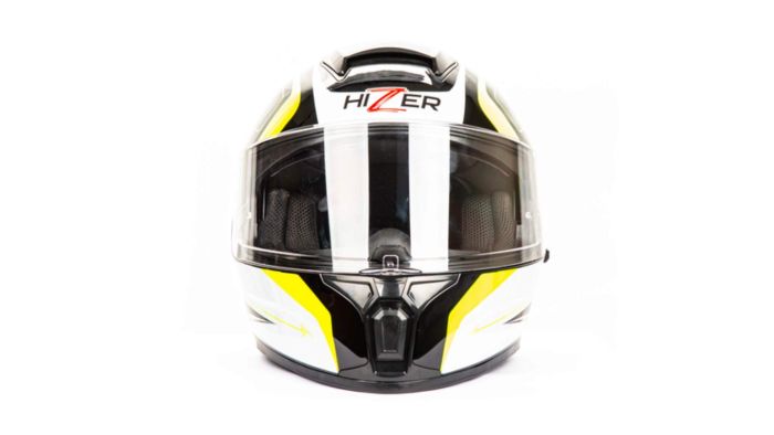 Шлем мото интеграл HIZER B566 №1 (M) black/white/yellow (2 визора)