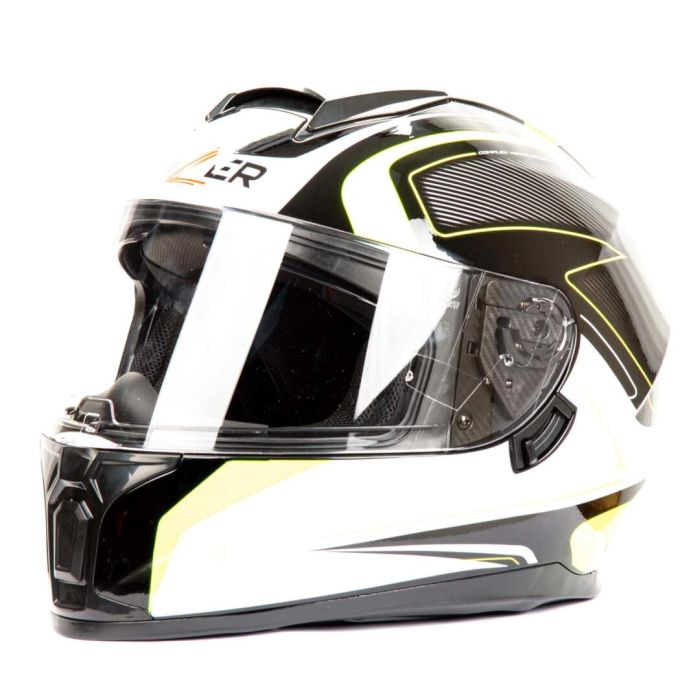 Шлем мото интеграл HIZER B566 №1 (M) black/white/yellow (2 визора)