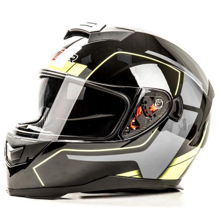 Шлем мото интеграл HIZER J5318 №1 (M) black/yellow (2 визора)