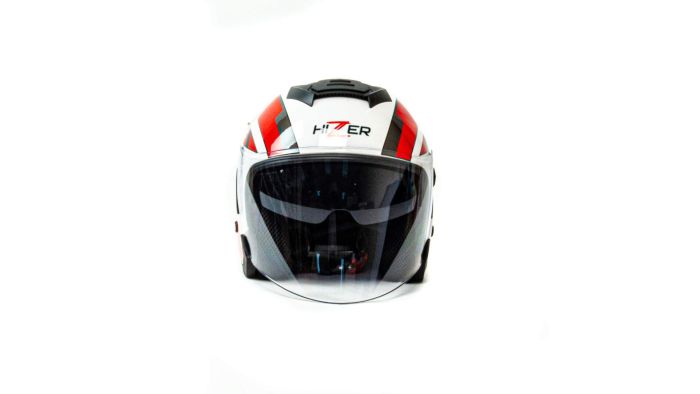 Шлем мото открытый HIZER J222 №1 (S) white/red (2 визора)
