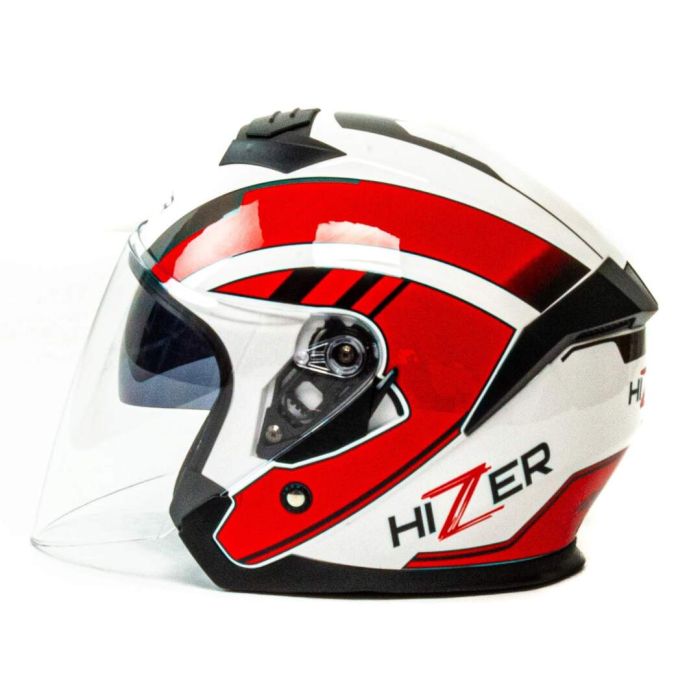 Шлем мото открытый HIZER J222 №1 (M) white/red (2 визора)
