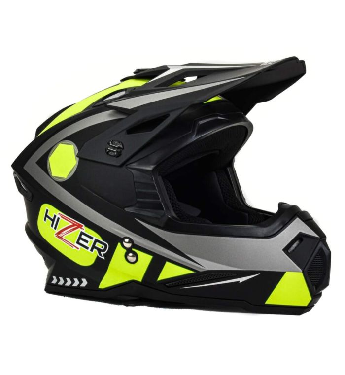Шлем мото кроссовый HIZER J6801 №1 (XL) gray/lemon