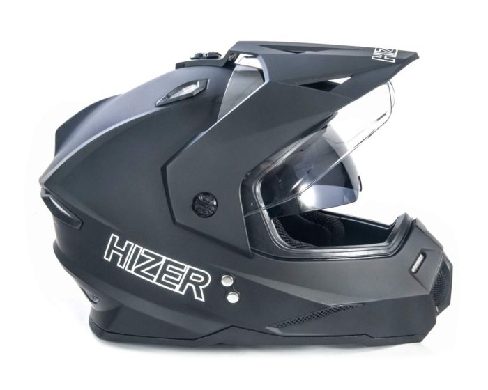 Шлем мото мотард HIZER J6802 №3 (XL) matt black (2 визора)