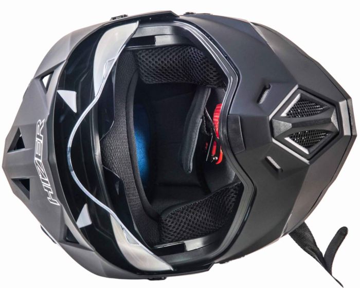 Шлем мото мотард HIZER J6802 №3 (XL) matt black (2 визора)