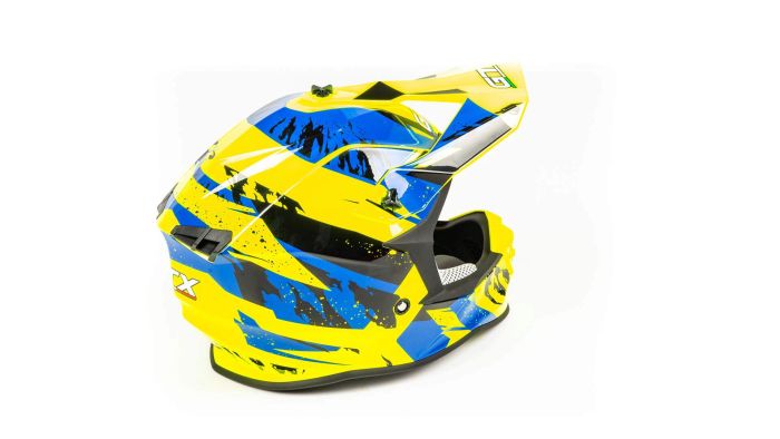 Шлем мото кроссовый GTX 633 №1 (M) FLUO YELLOW/BLUE BLACK