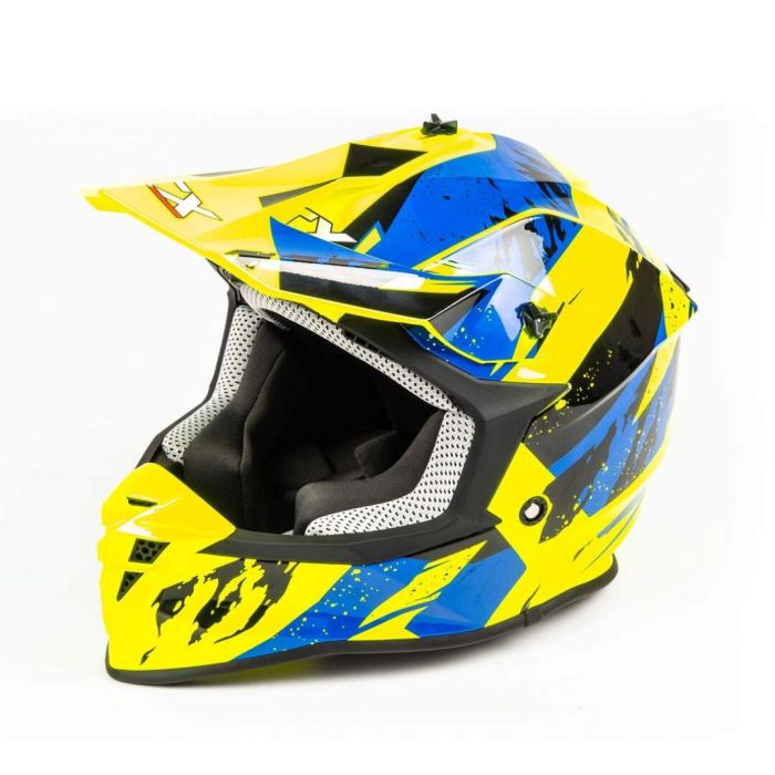 Шлем мото кроссовый GTX 633 №1 (M) FLUO YELLOW/BLUE BLACK