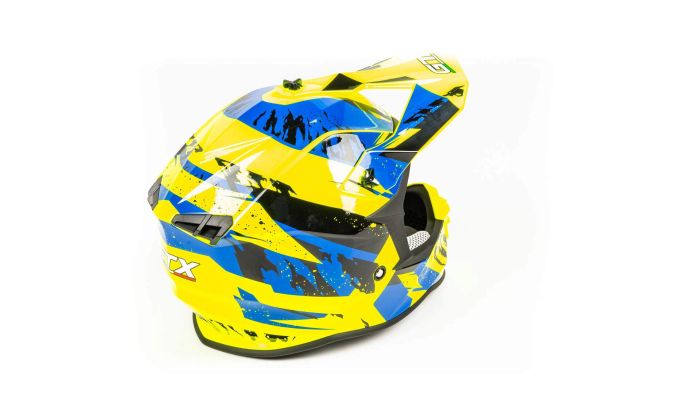 Шлем мото кроссовый GTX 633 №1 (XL) FLUO YELLOW/BLUE BLACK