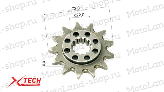 Звезда ведущая (520-13) NC250/NC450 X-TECH сталь 20CrMnTi, с самоочисткой (внутр.13 зуб.)