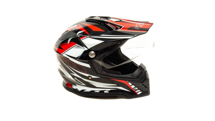 Шлем мото мотард HIZER B6197-1 №2 (XL) black/red/white