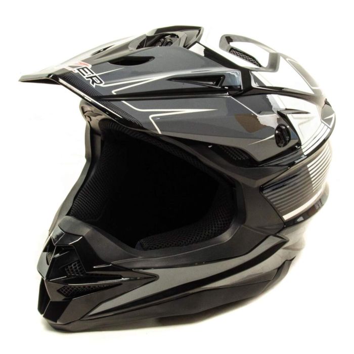 Шлем мото кроссовый HIZER J6803 №2 (S) BLACK/GREY