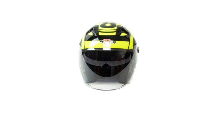 Шлем мото открытый HIZER J228 №1 (M) black/neon yellow