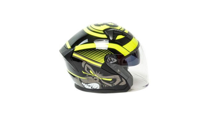 Шлем мото открытый HIZER J228 №1 (XL) black/neon yellow