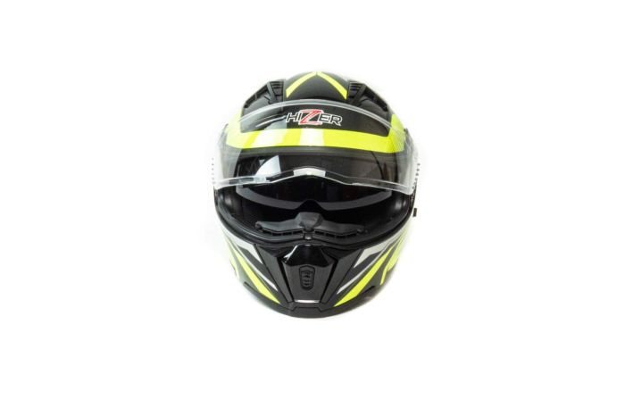 Шлем мото модуляр HIZER J5906 №1 (L) black/neon yellow (2 визора)