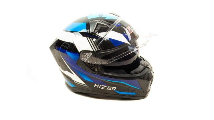 Шлем мото интеграл HIZER J5320 №1 (S) black/blue (2 визора)