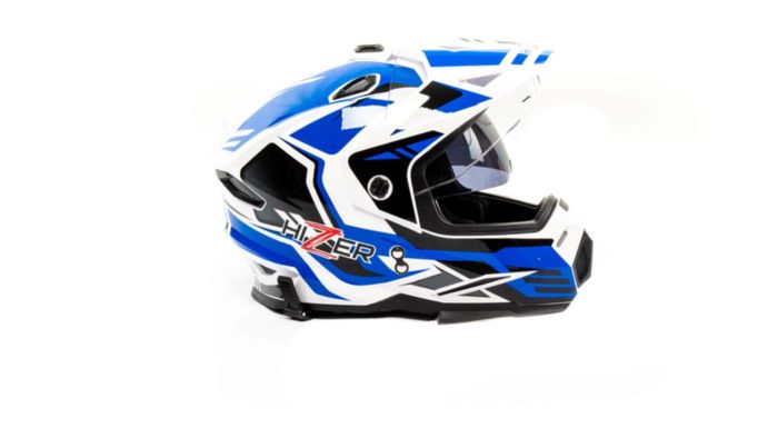 Шлем мото мотард HIZER J6802 №6 (L) white/blue (2 визора)