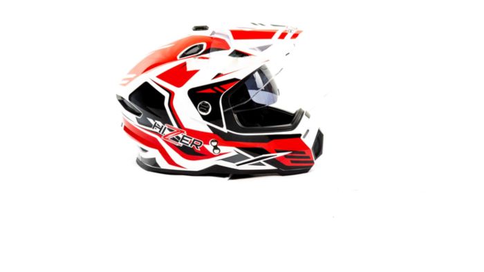 Шлем мото мотард HIZER J6802 №5 (S) white/red (2 визора)