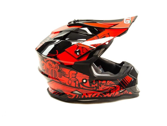Шлем мото кроссовый GTX 632S №2 (M) BLACK / RED детский (51-52)