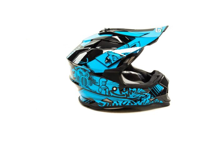 Шлем мото кроссовый GTX 632S №3 (S) BLACK / BLUE детский (49-50)