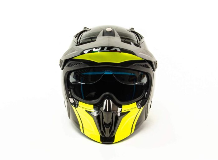Шлем мото мотард GTX 690 №2 (M) BLACK/FLUO YELLOW GREY