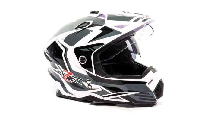 Шлем мото кроссовый HIZER J6801 №4 (M) white/gray