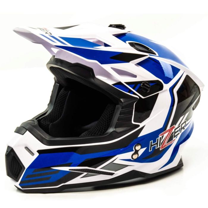 Шлем мото кроссовый HIZER J6801 №6 (M) white/blue