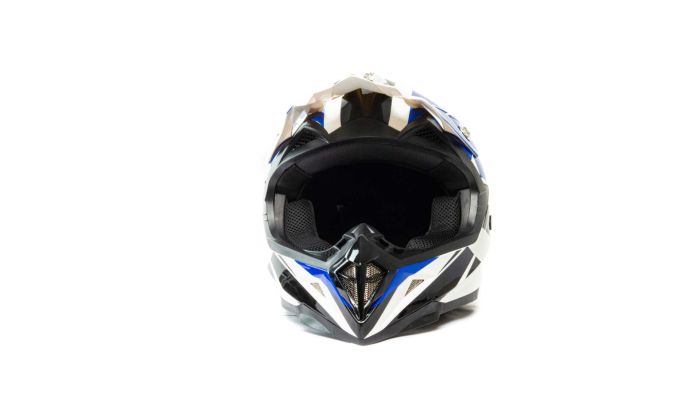 Шлем мото кроссовый HIZER 915 №8 (L) white/blue/black
