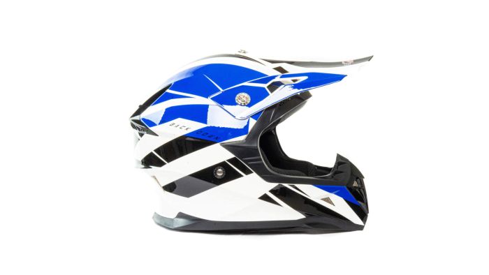 Шлем мото кроссовый HIZER 915 №8 (L) white/blue/black