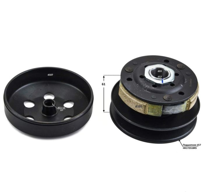 Барабан сцепления в сборе 139QMB 50/80см3 X-TECH