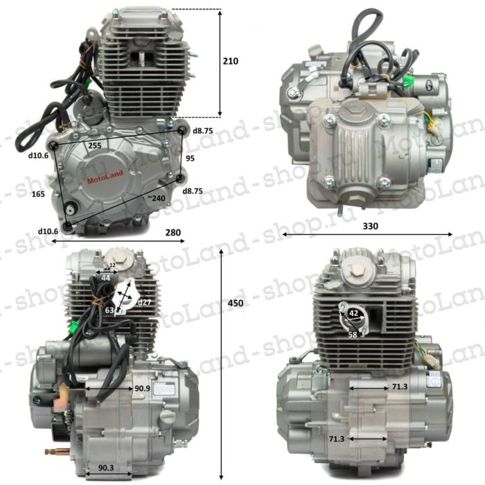 Двигатель 300см3 172FMM-3A (CB250-F+BB300 D-75мм) ZS грм цепь,5ск (полный комплект)