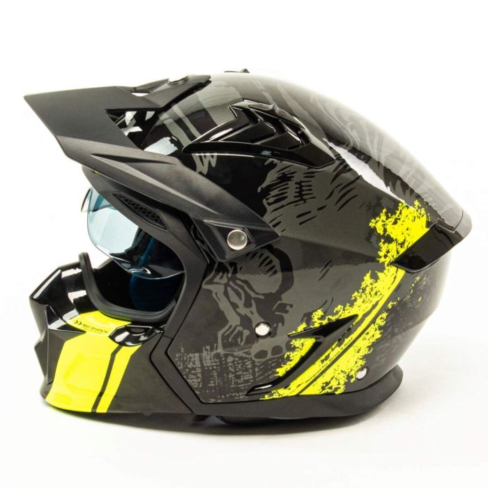 Шлем мото мотард GTX 690 №2 (XXL) BLACK/FLUO YELLOW GREY