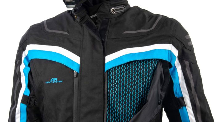 Куртка мотоциклетная (текстиль) женская GTX EJ-2424 BLACK/LIGHT BLUE (XL)